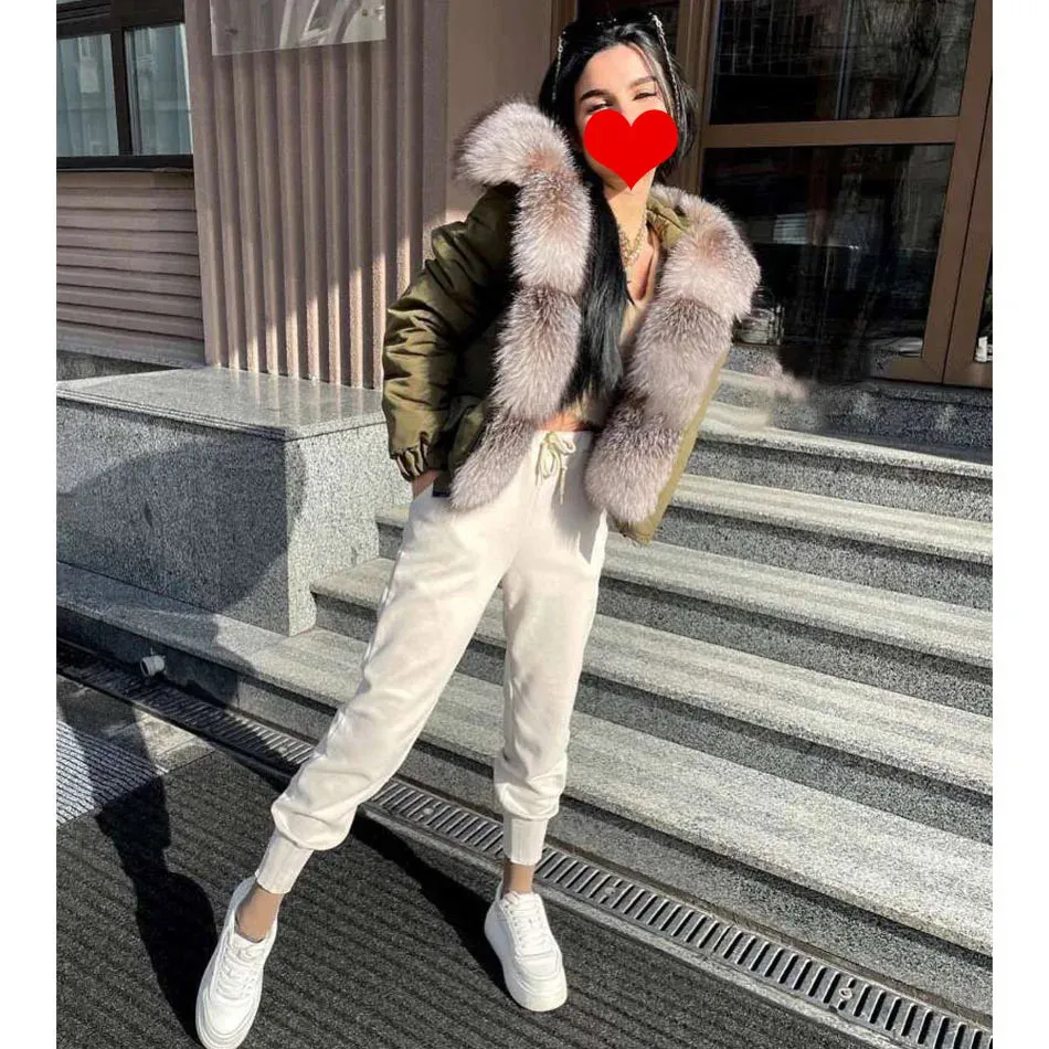 MAOMAOKONG Short Real Fox Fur Coat