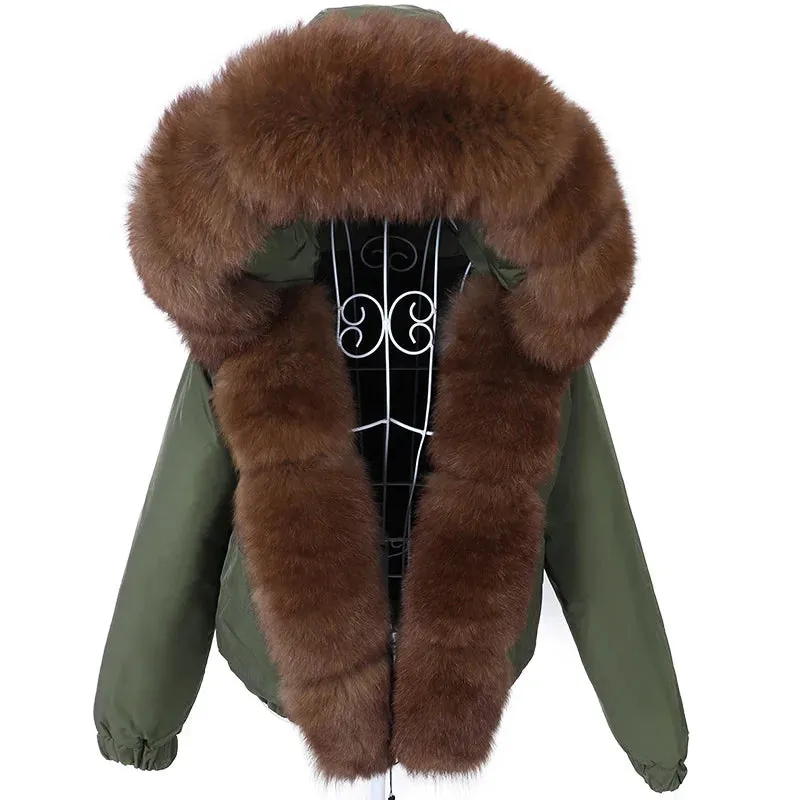 MAOMAOKONG Short Real Fox Fur Coat