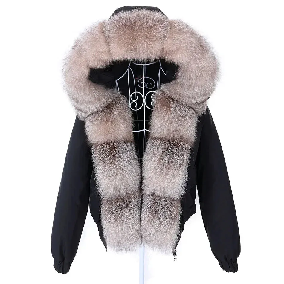 MAOMAOKONG Short Real Fox Fur Coat