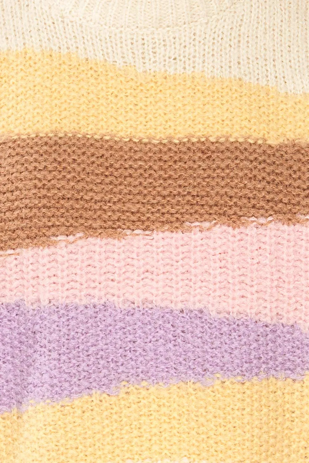 Mogilno Ivory | Asymetrical Striped Pattern Knit Sweater