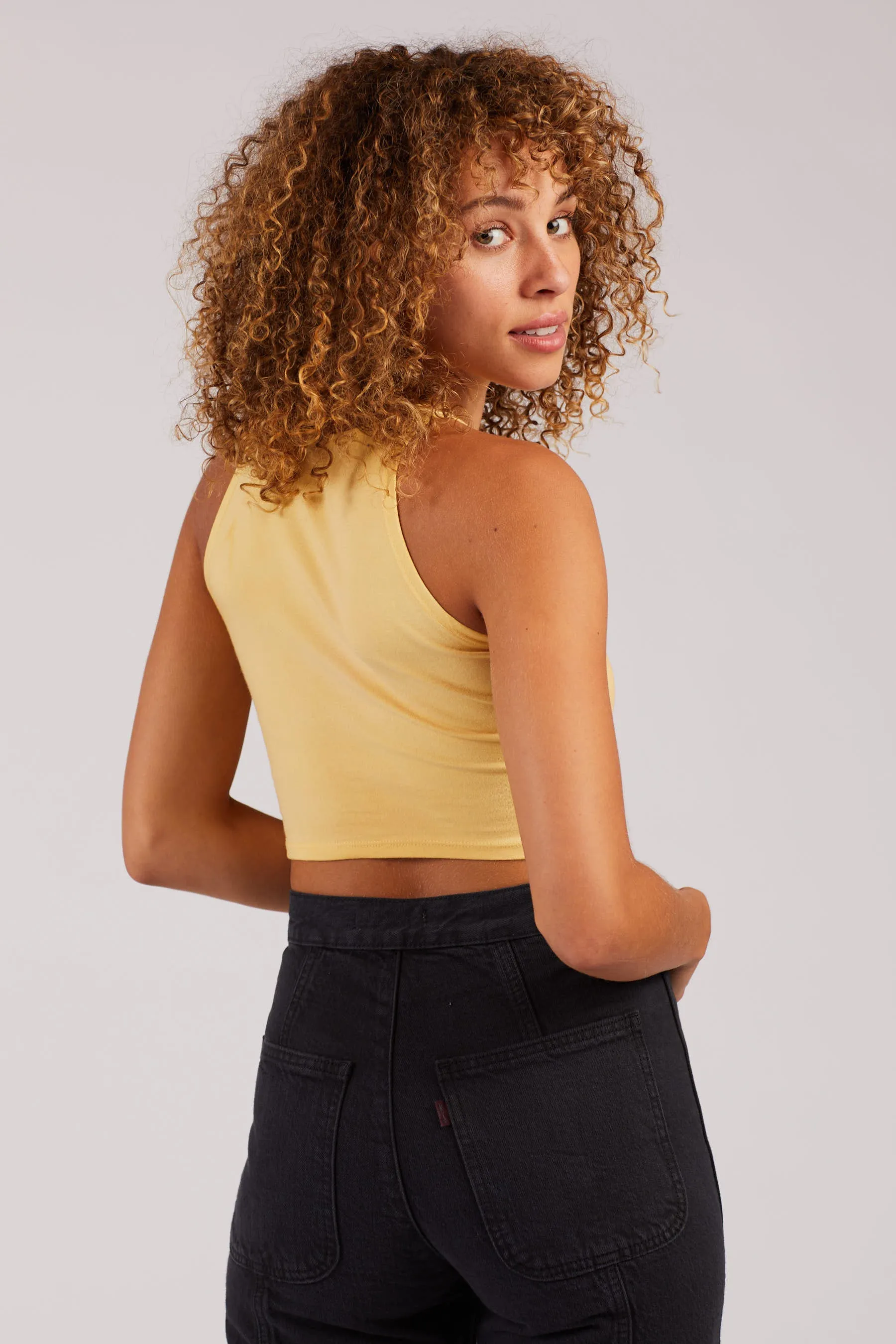 Mustard Muscle Tank Crop