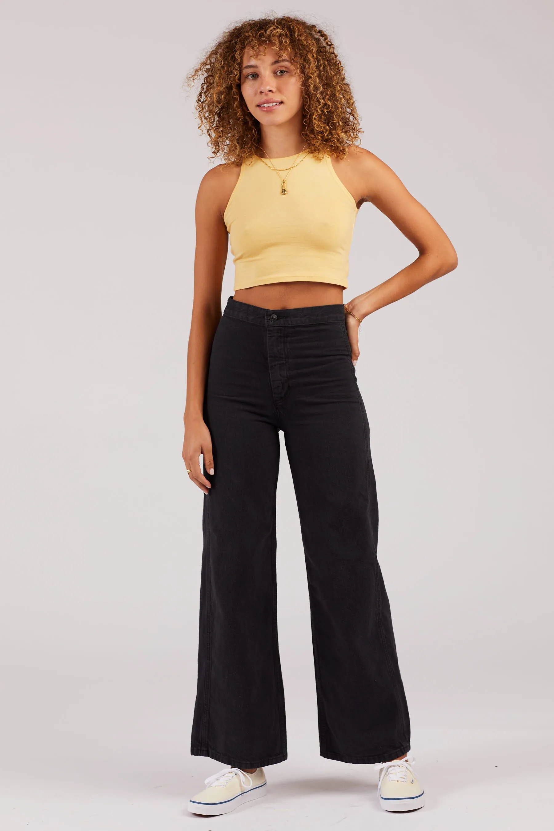 Mustard Muscle Tank Crop