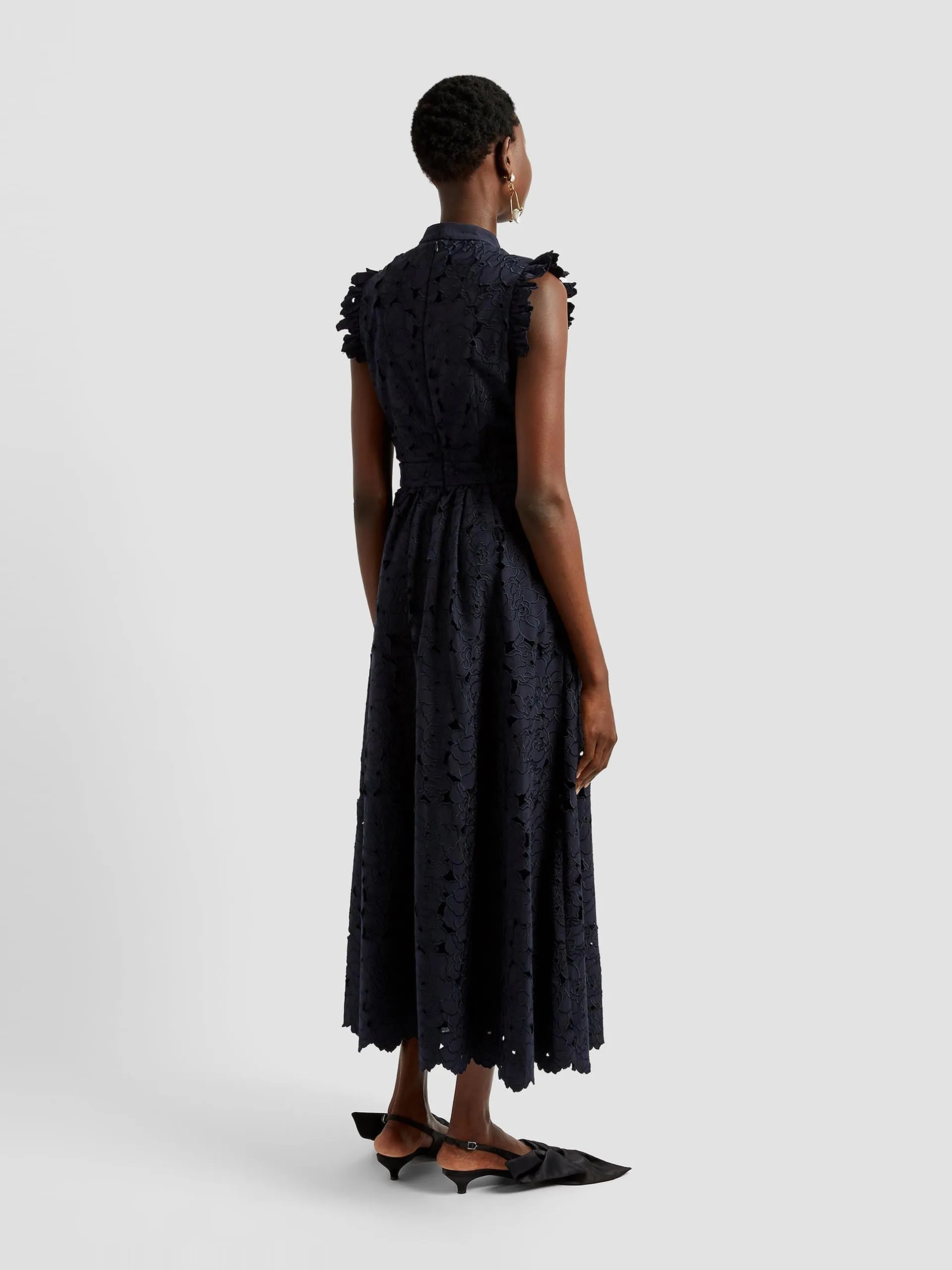 Navy sleeveless midi dress