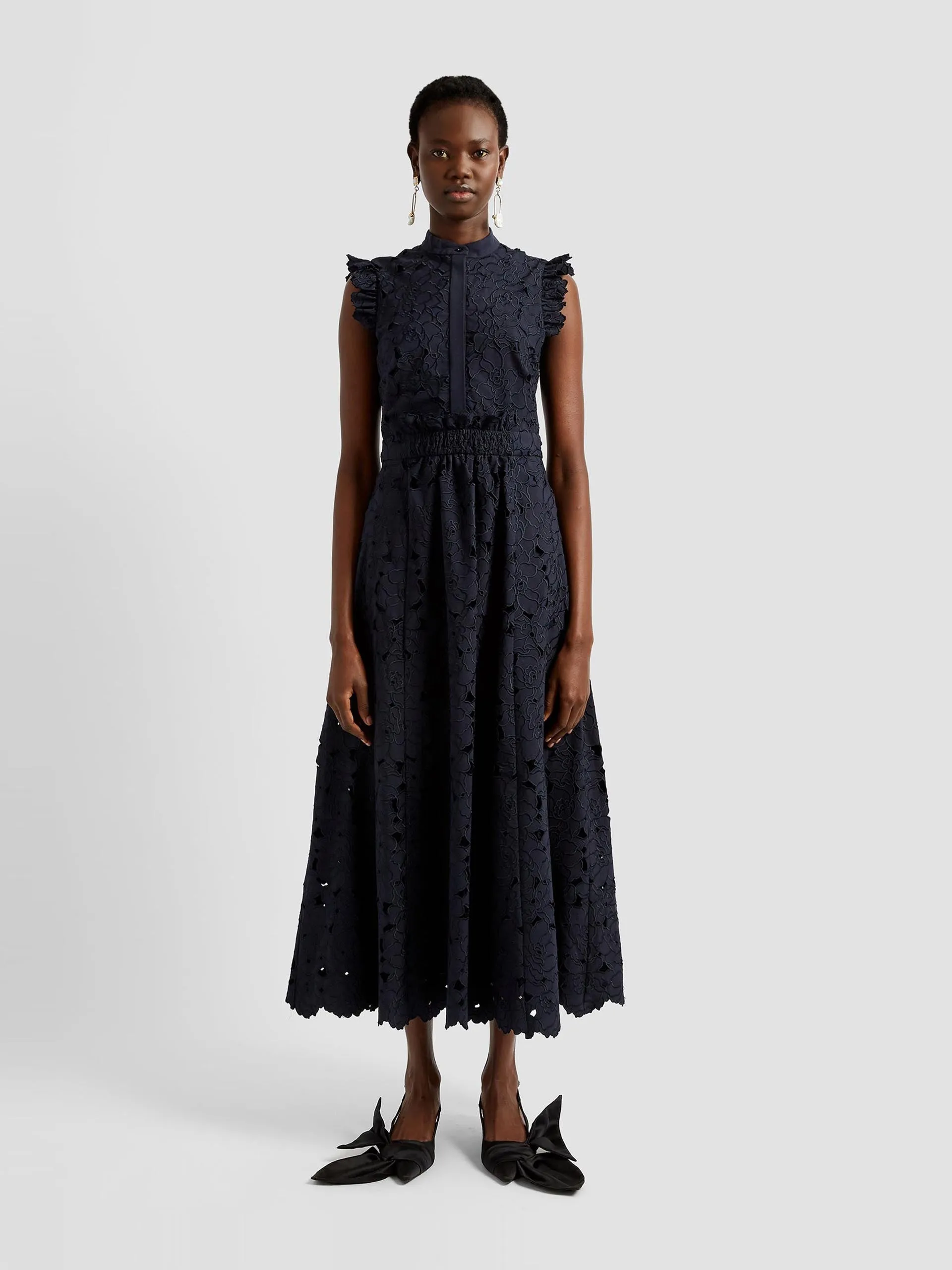 Navy sleeveless midi dress