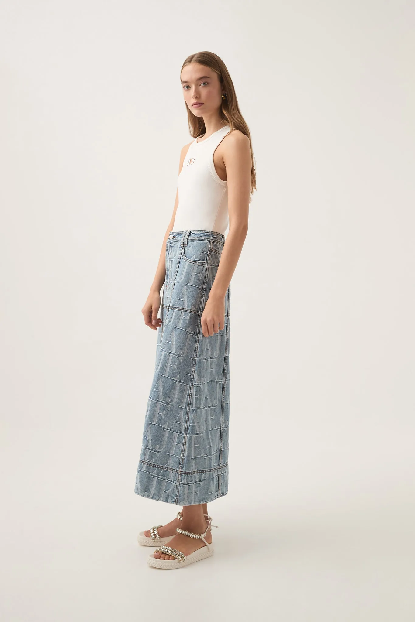 Nostalgia Denim Midi Skirt