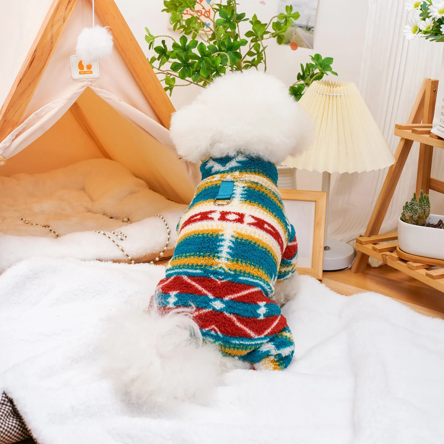 Pet Dog Clothes Autumn & Winter Retro Plush Four-Legged Woolen Outfit | Bichon, Teddy Small Dog Warm Clothing