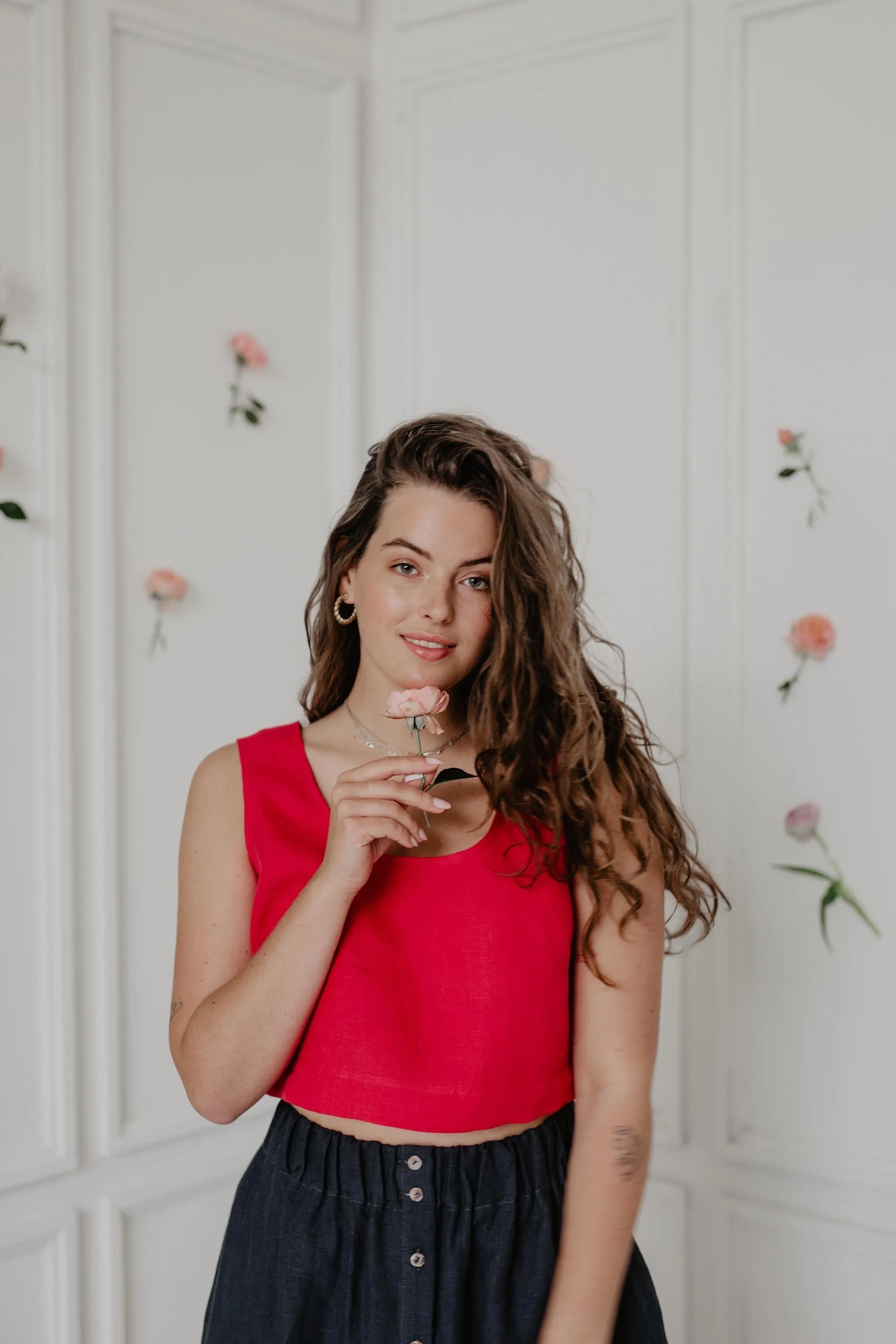 Pippa Mini Linen Crop Top