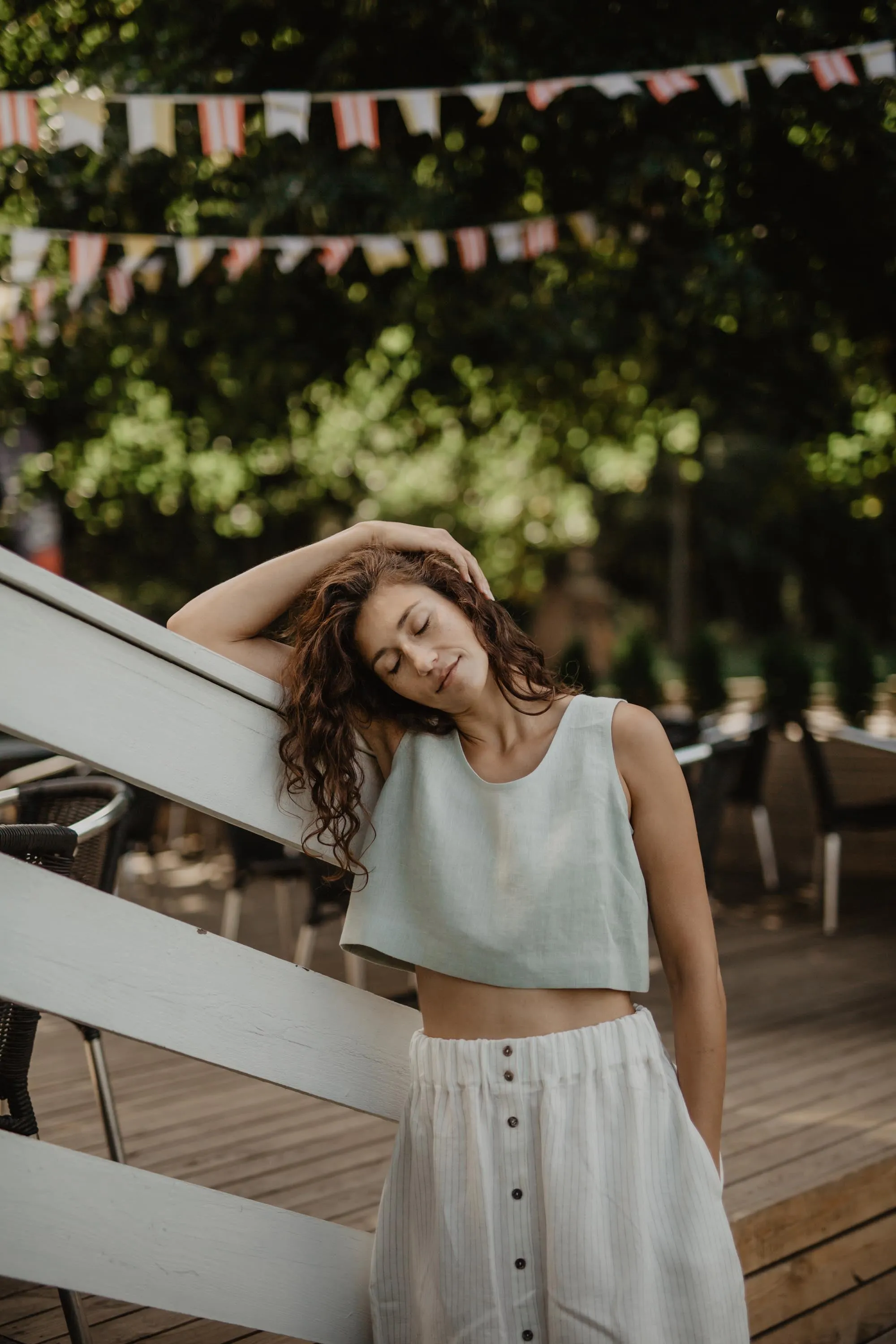 Pippa Mini Linen Crop Top