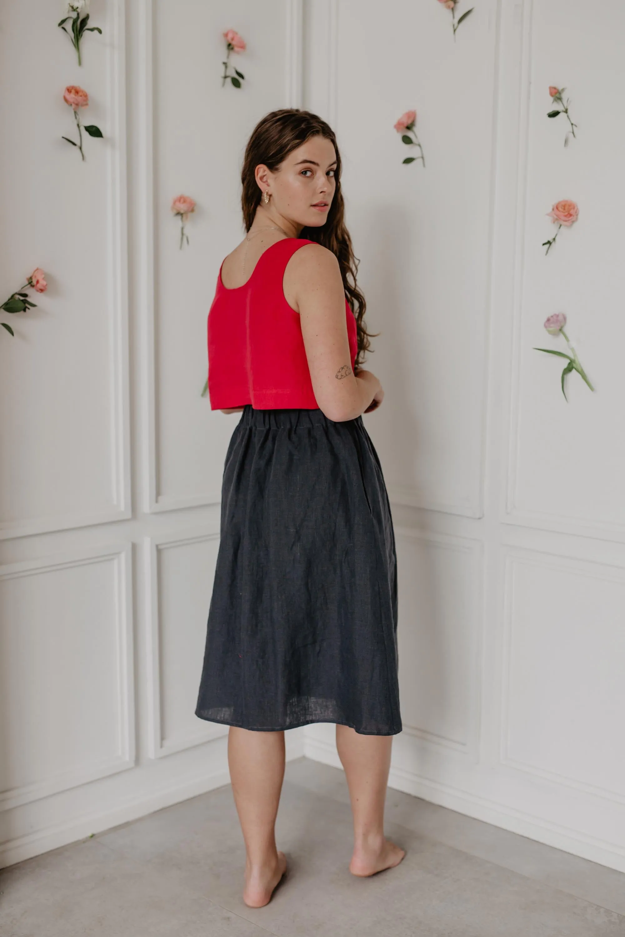 Pippa Mini Linen Crop Top