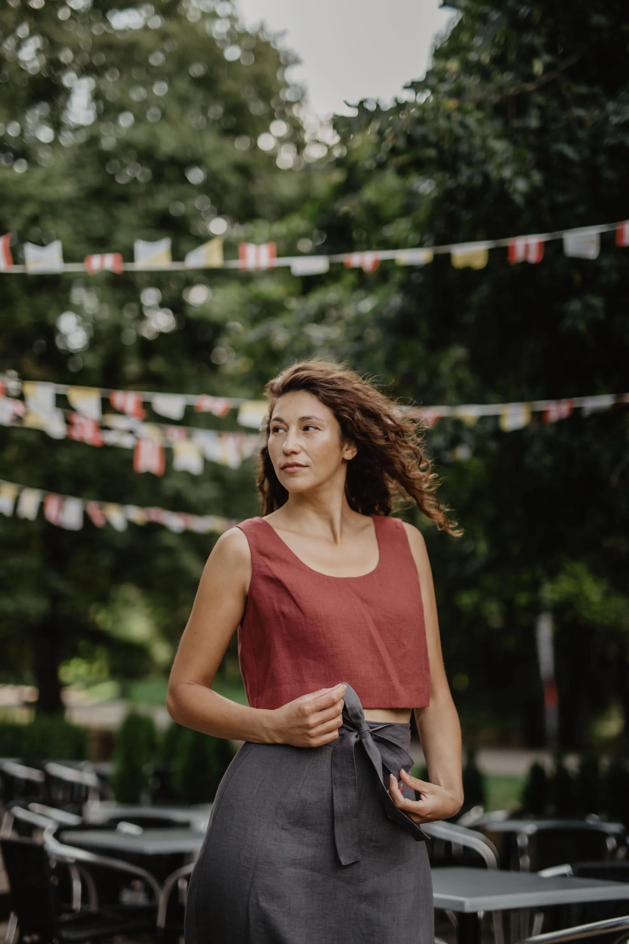Pippa Mini Linen Crop Top