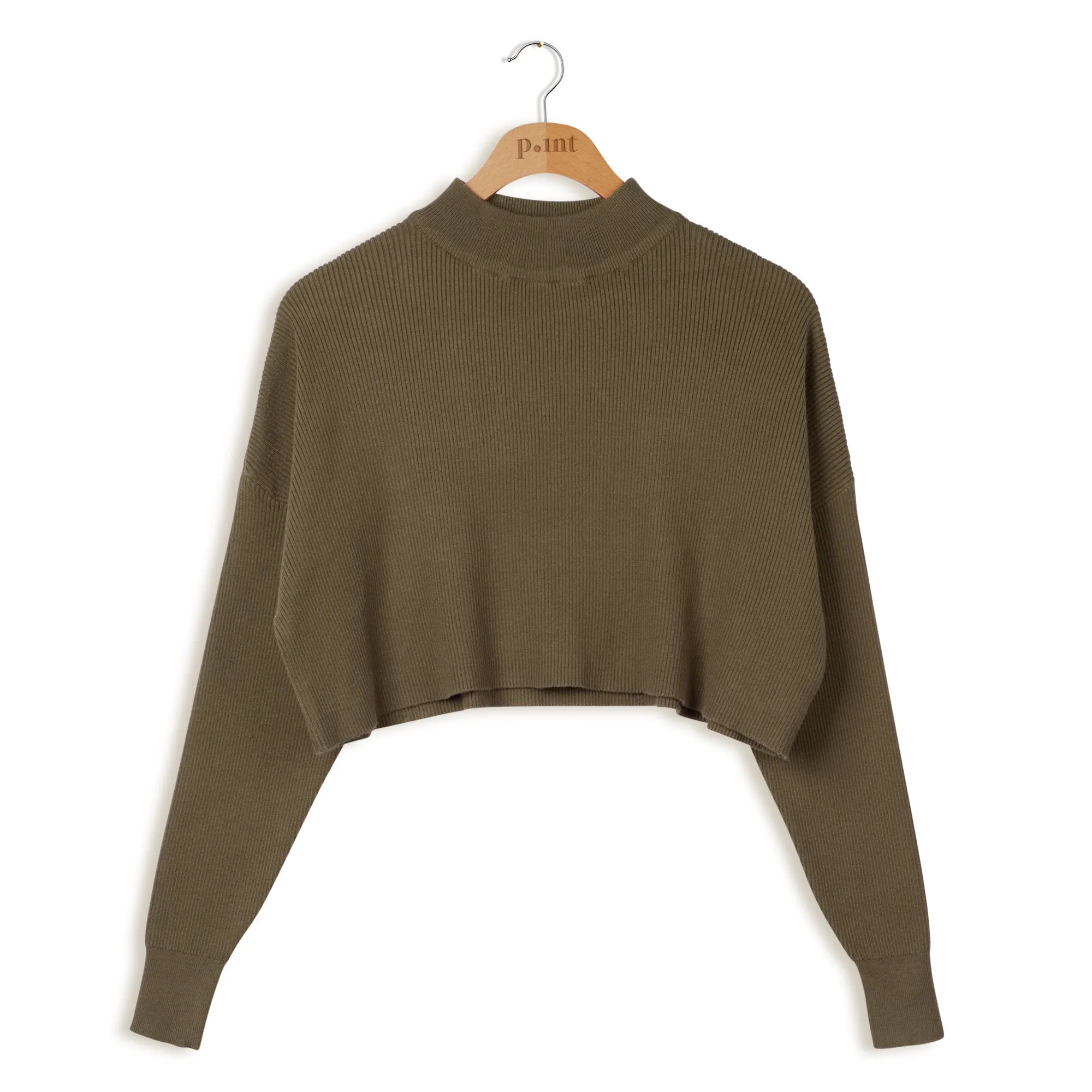 Point Rib Knit Cropped Top