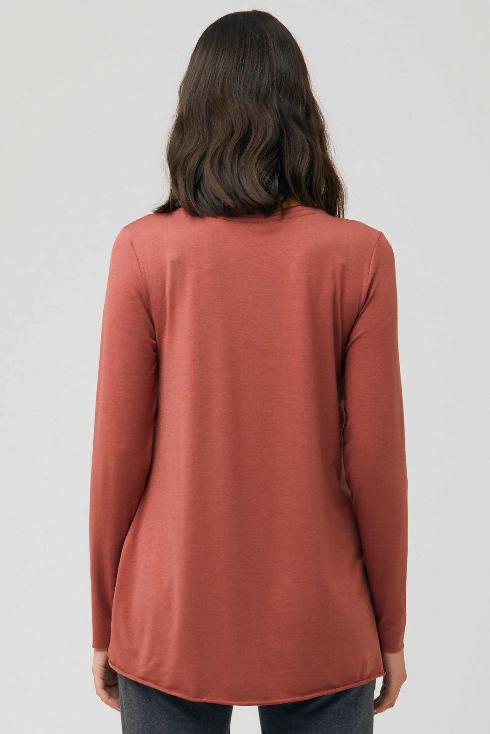 Raw Edge Maternity Nursing Top in Terracotta