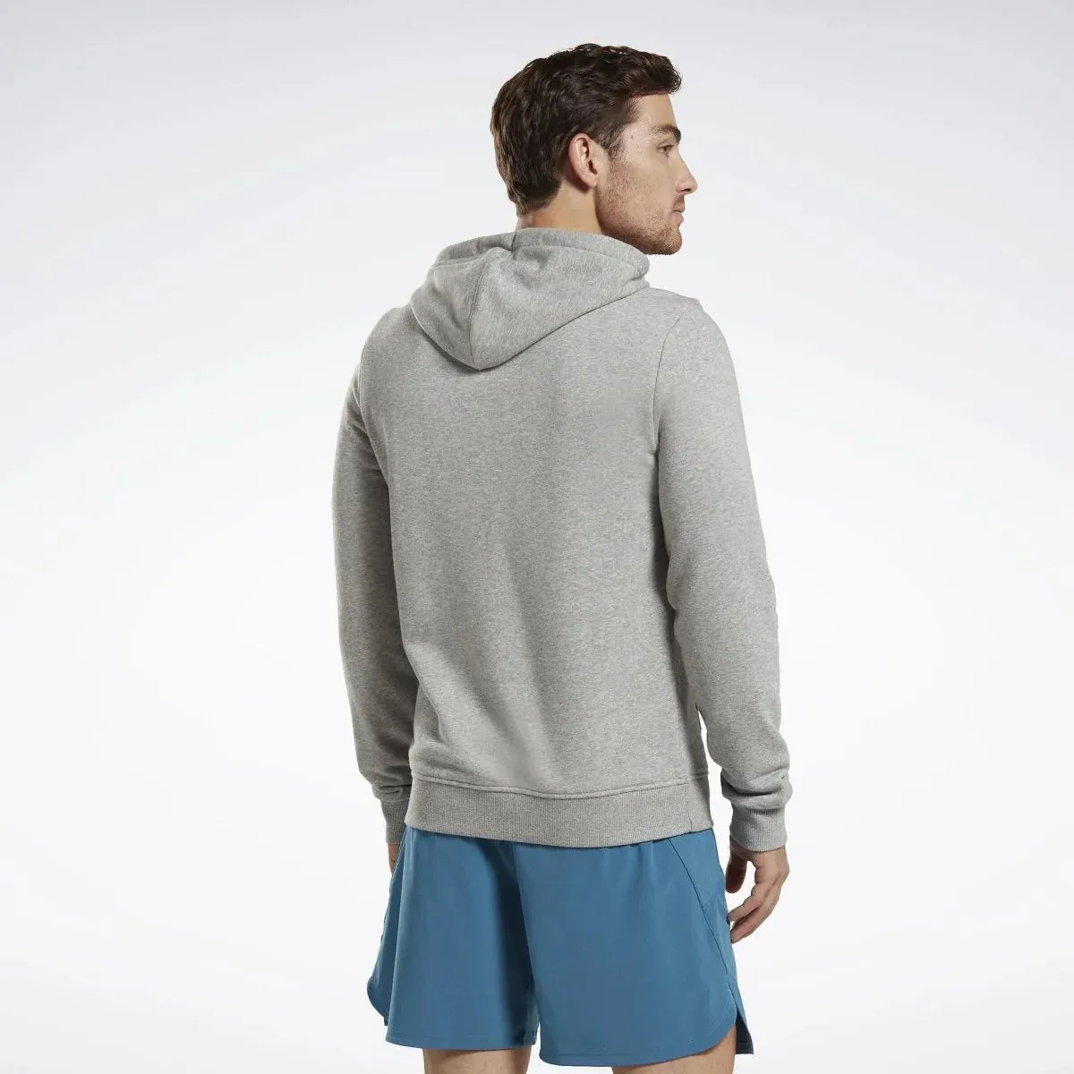 Reebok Identity French Terry Vector Pullover Hoodie Medium Grey Heather