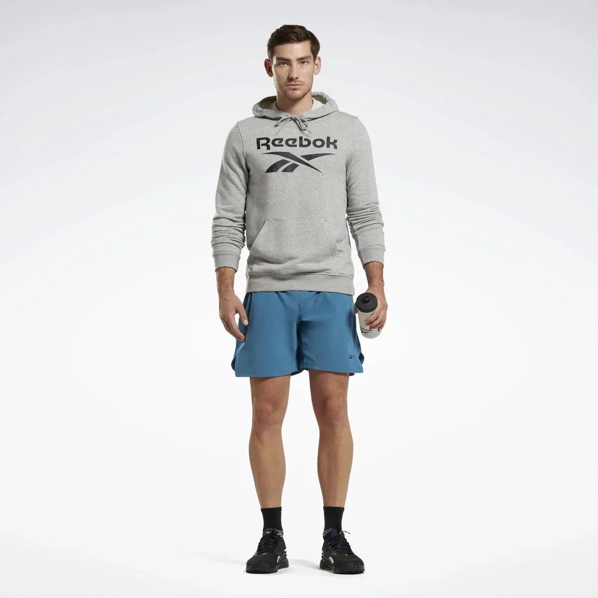 Reebok Identity French Terry Vector Pullover Hoodie Medium Grey Heather