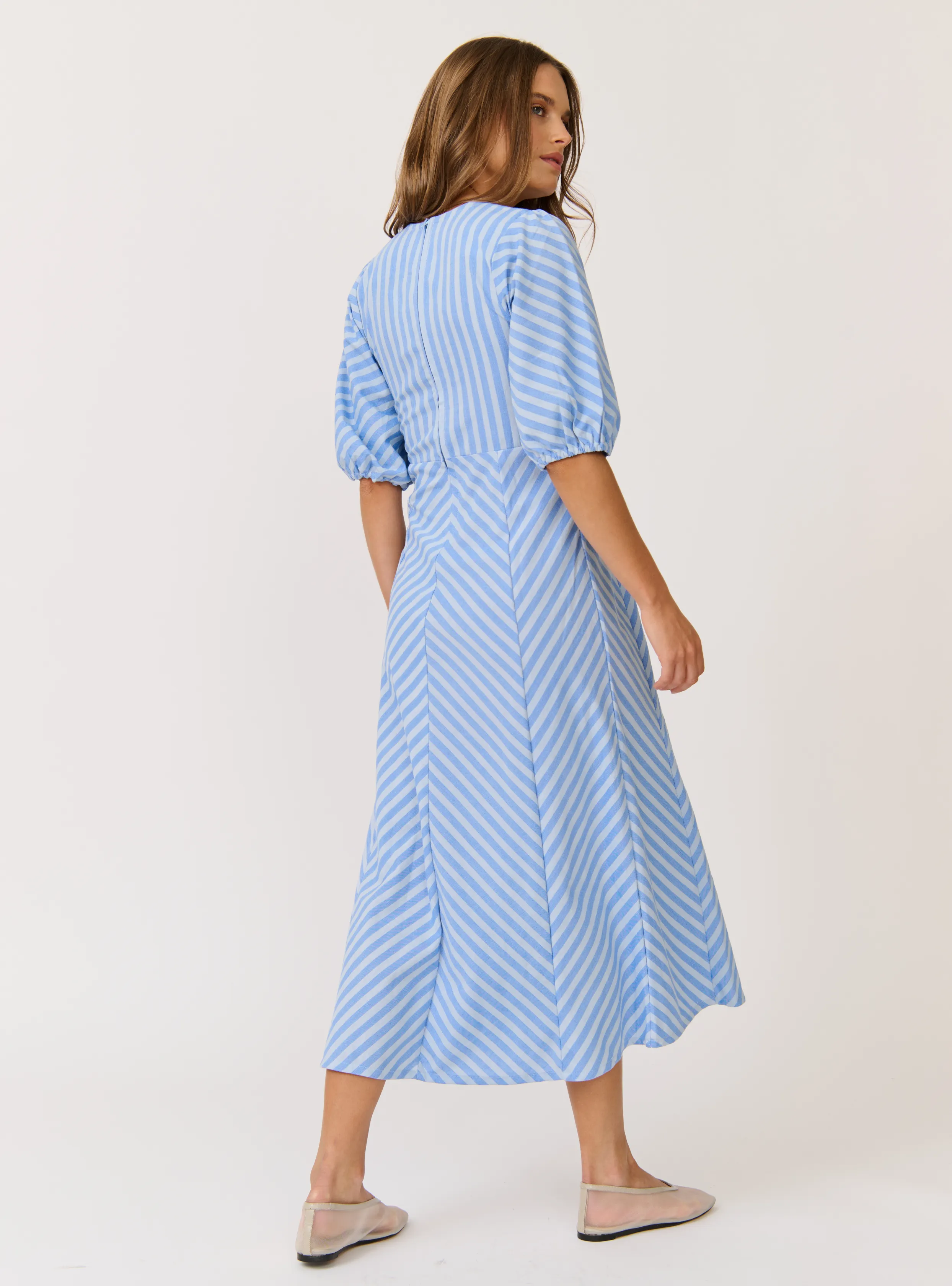 ROZA MIDI DRESS - Ocean Stripe