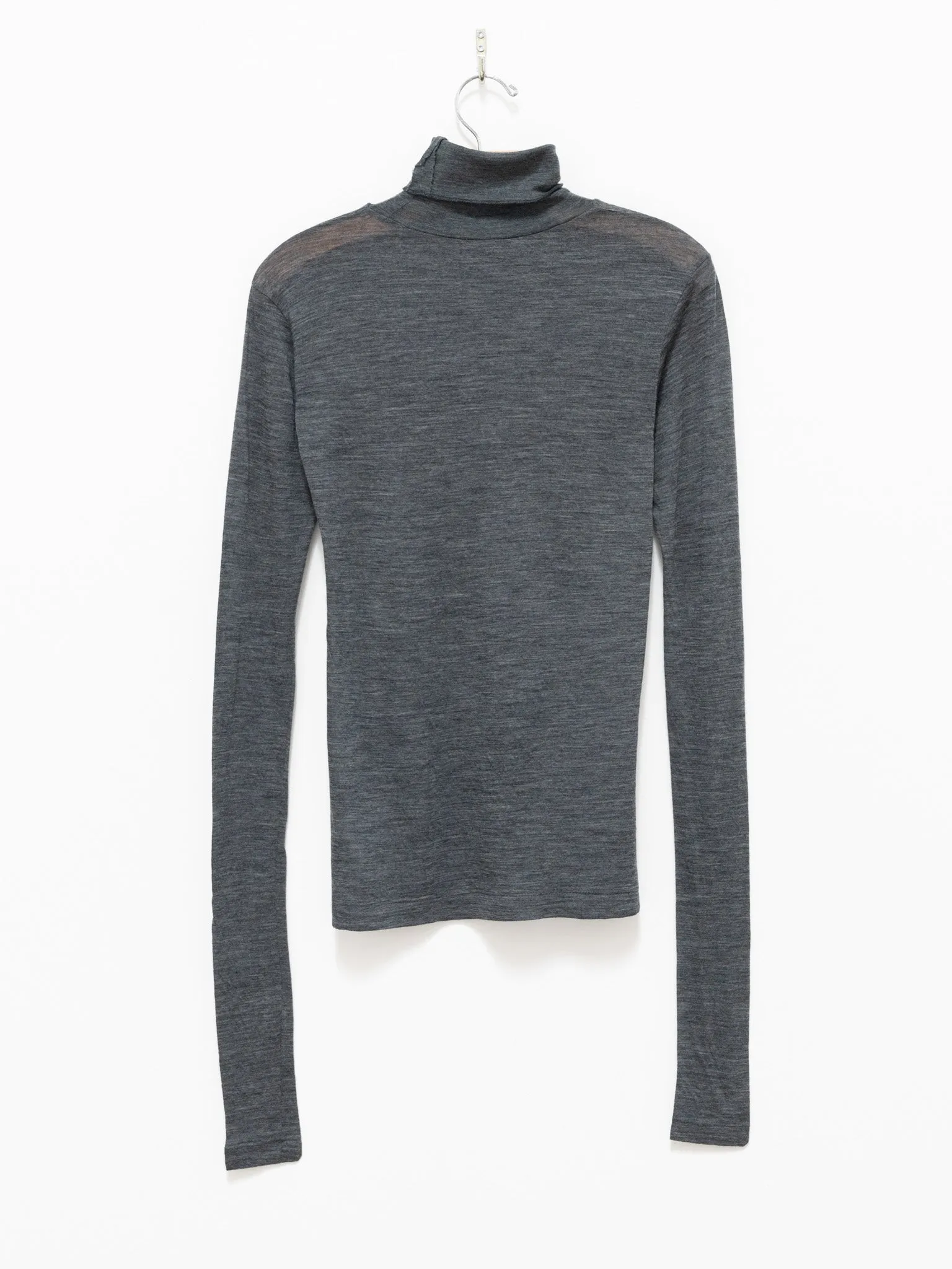 Super Soft Wool Sheer Jersey Turtleneck - Top Charcoal