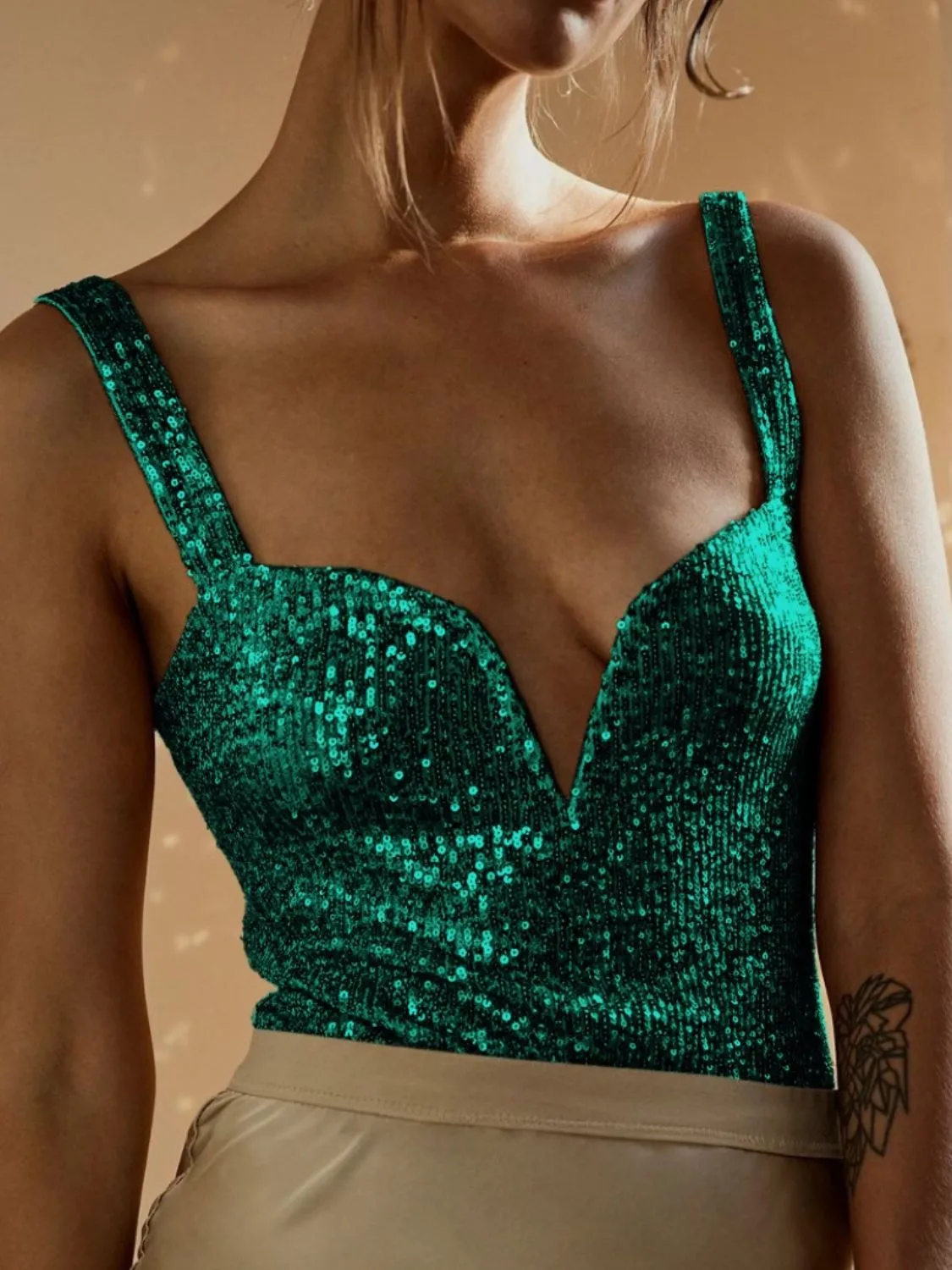 TEEK - Sequin Wide Strap Bodysuit
