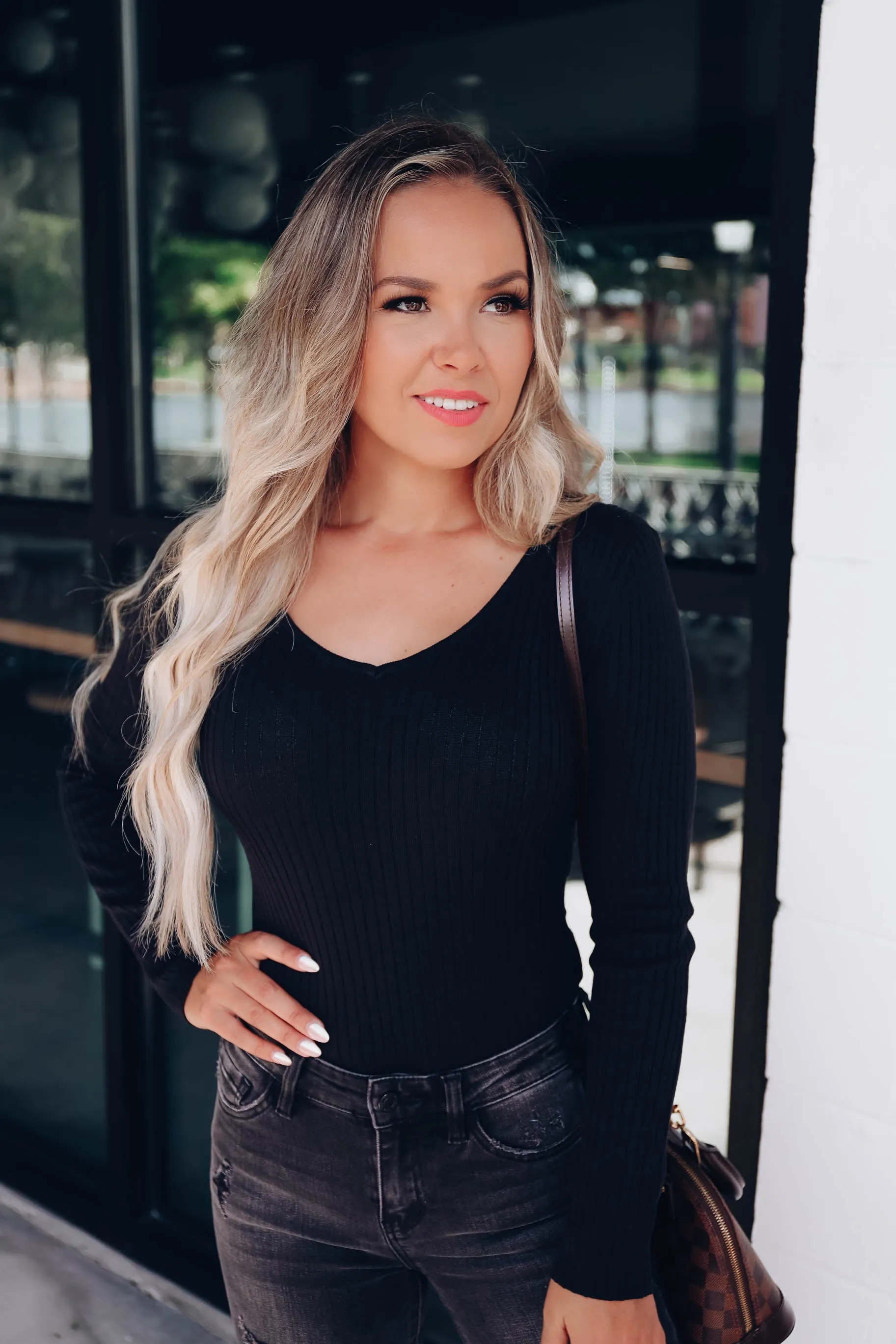 The Basics Ribbed Bodysuit - Black