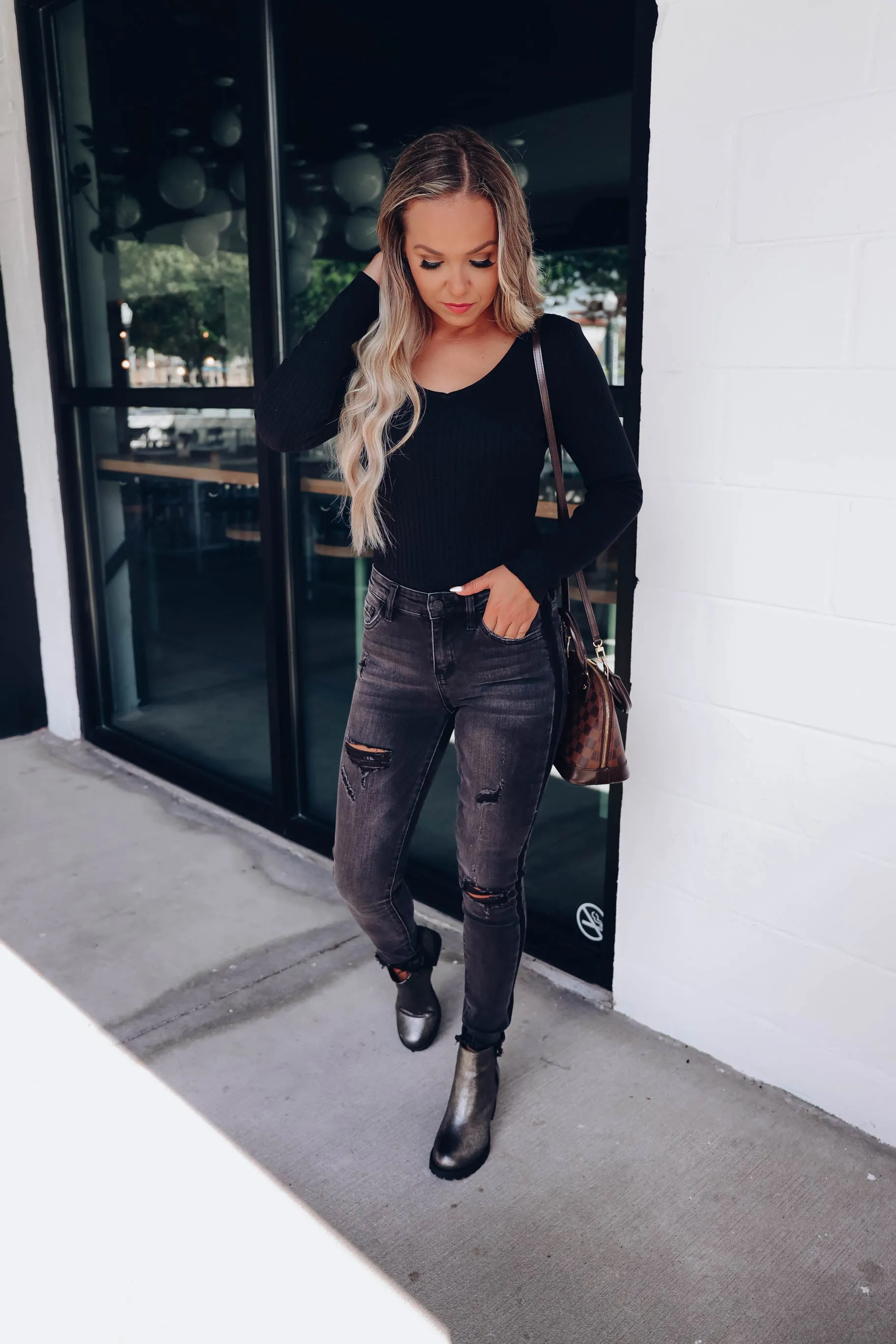 The Basics Ribbed Bodysuit - Black
