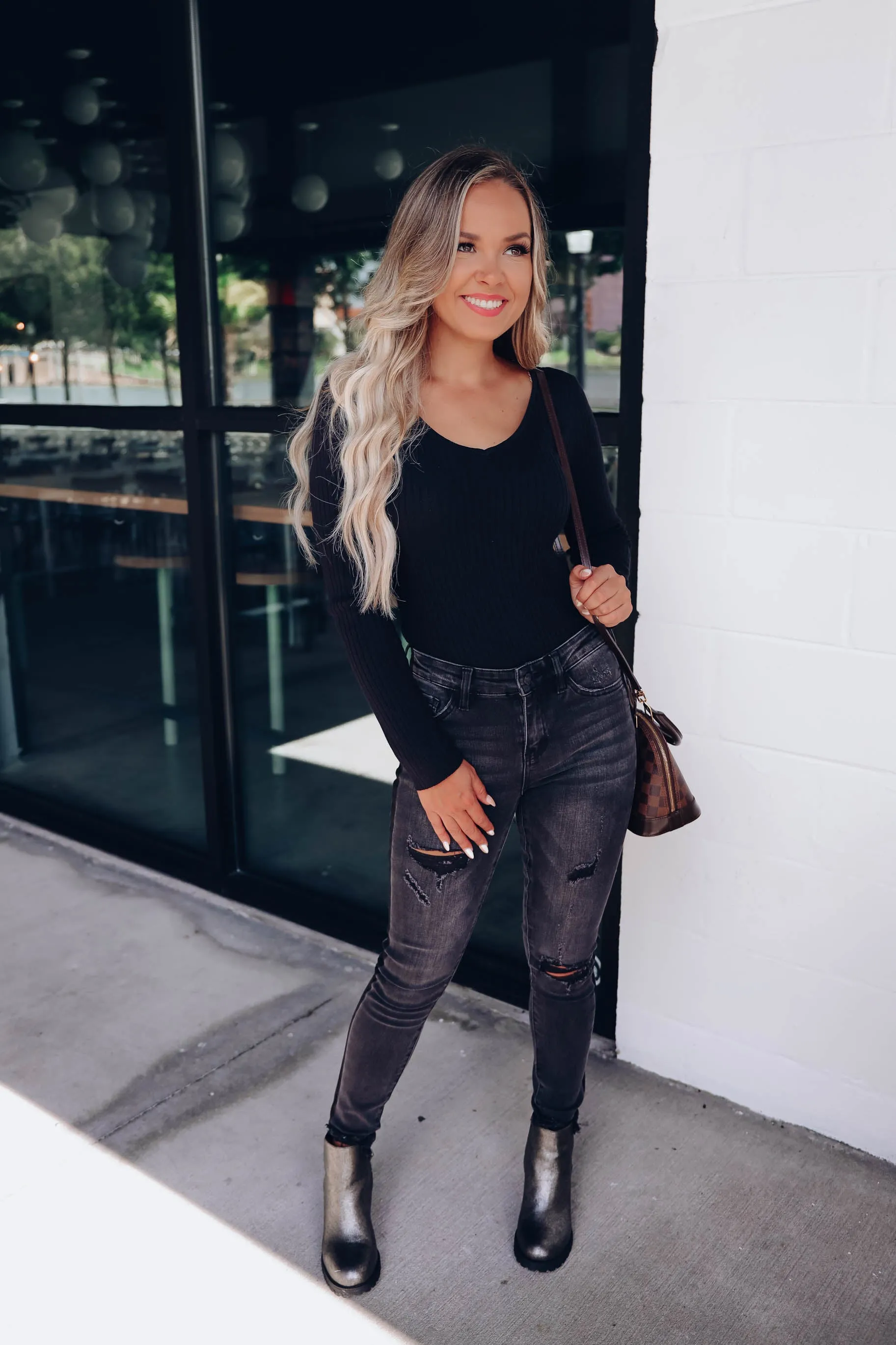 The Basics Ribbed Bodysuit - Black