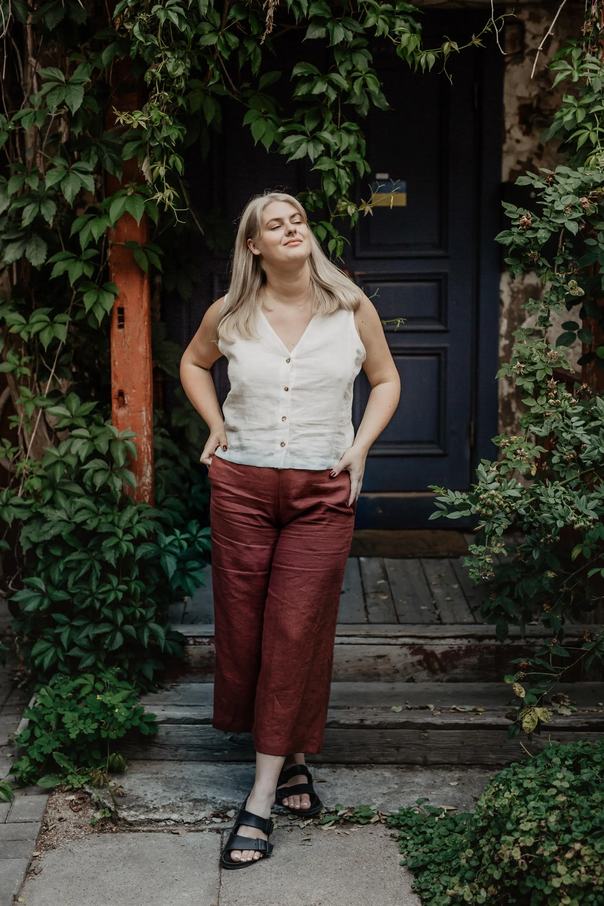 Tunis Linen Button Top