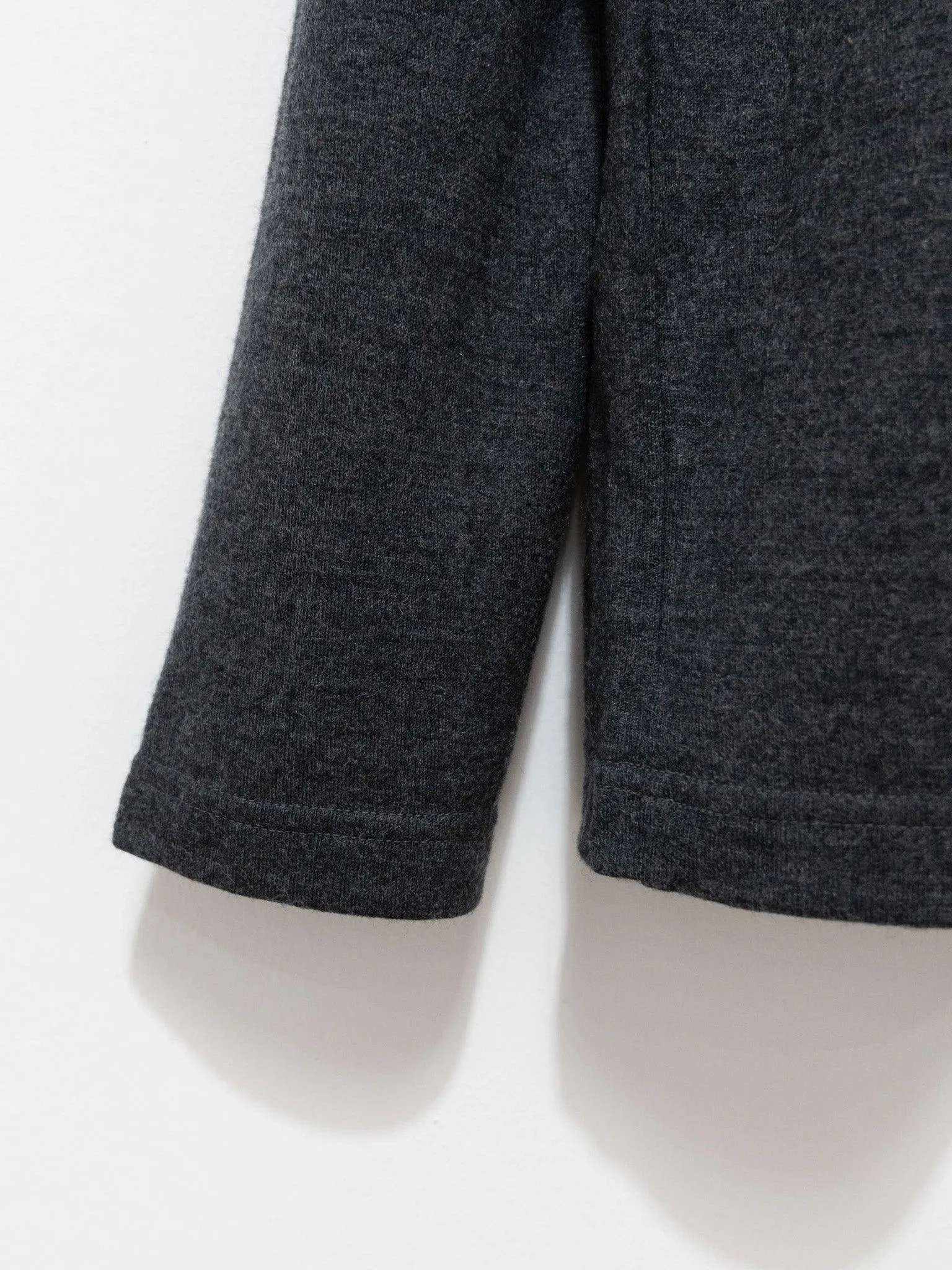 Washable Milled Wool Jersey Turtleneck Knit - Charcoal
