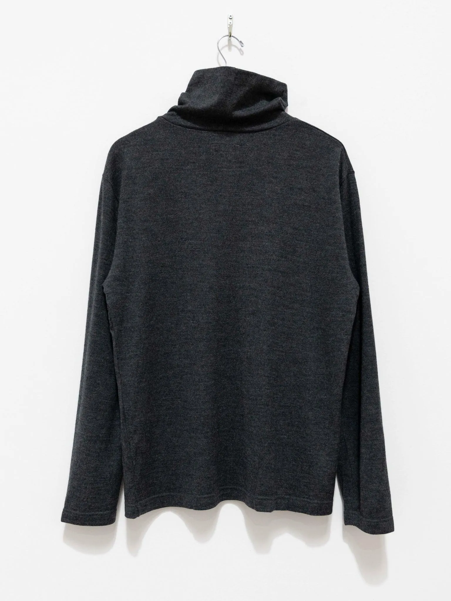 Washable Milled Wool Jersey Turtleneck Knit - Charcoal