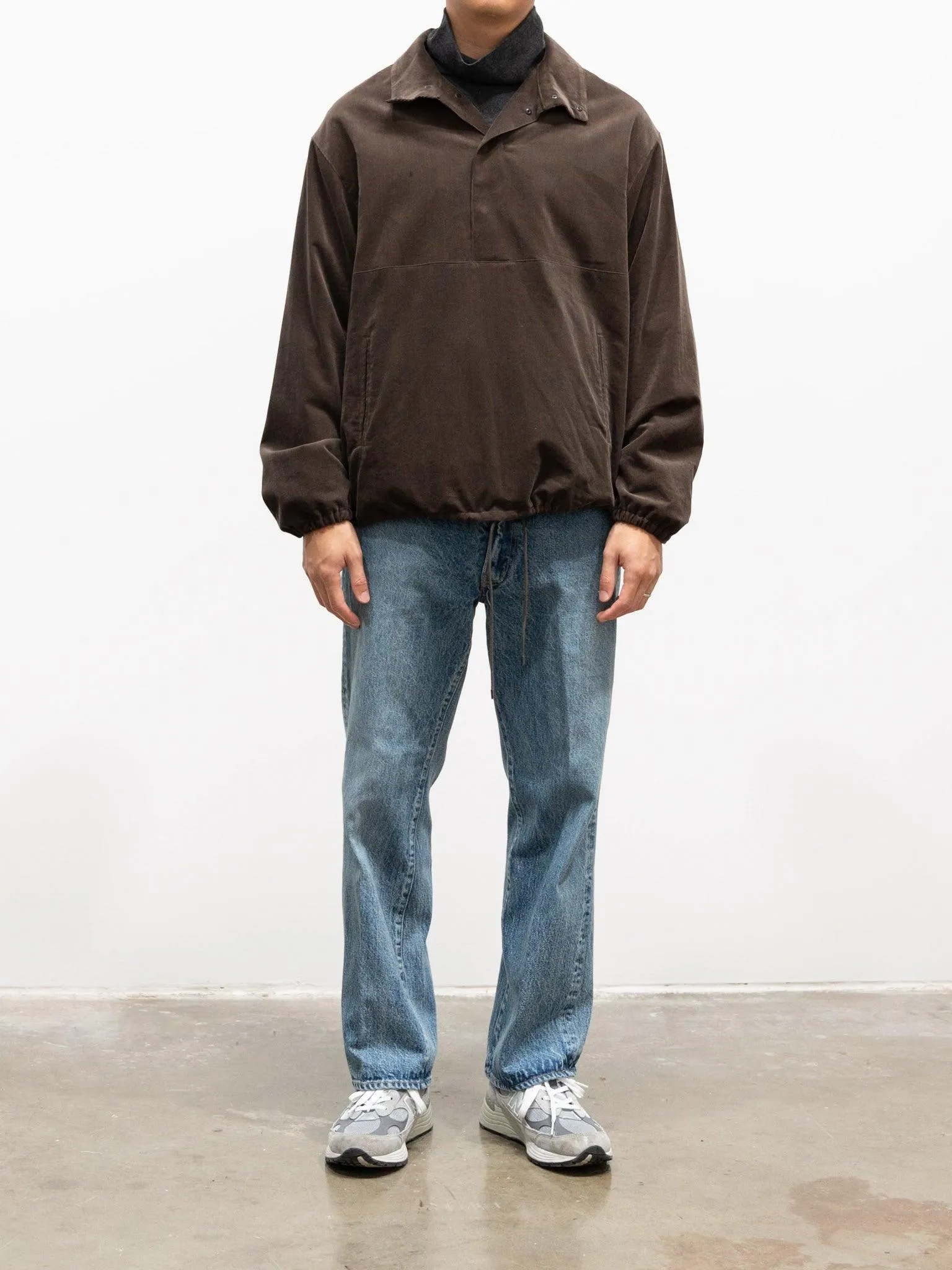 Washable Milled Wool Jersey Turtleneck Knit - Charcoal