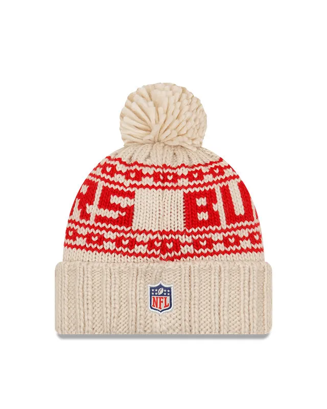 Women's Tampa Bay Buccaneers New Era 2021 NFL Sideline Pom Cuffed Knit Hat - Natural