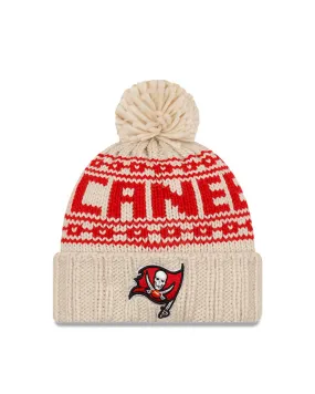 Women's Tampa Bay Buccaneers New Era 2021 NFL Sideline Pom Cuffed Knit Hat - Natural