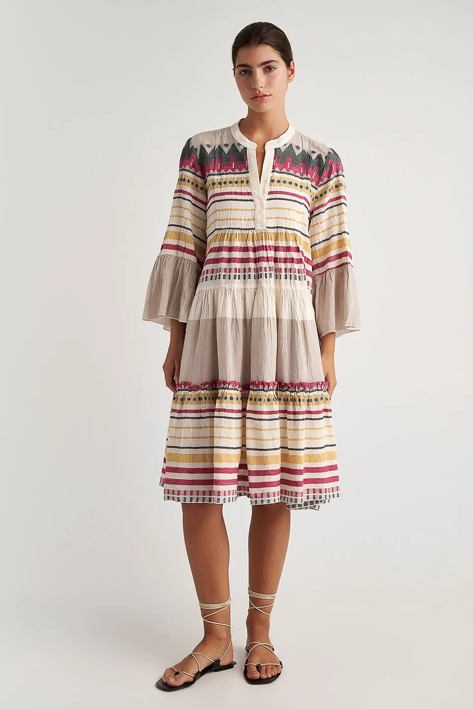 Zakar Midi Dress in Serifos Aqua/Lemon