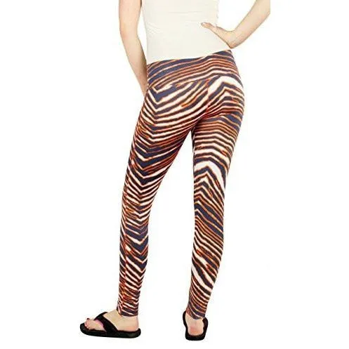 Zubaz NFL Women's Denver Broncos Team Color Tiger Print Leggings Pants